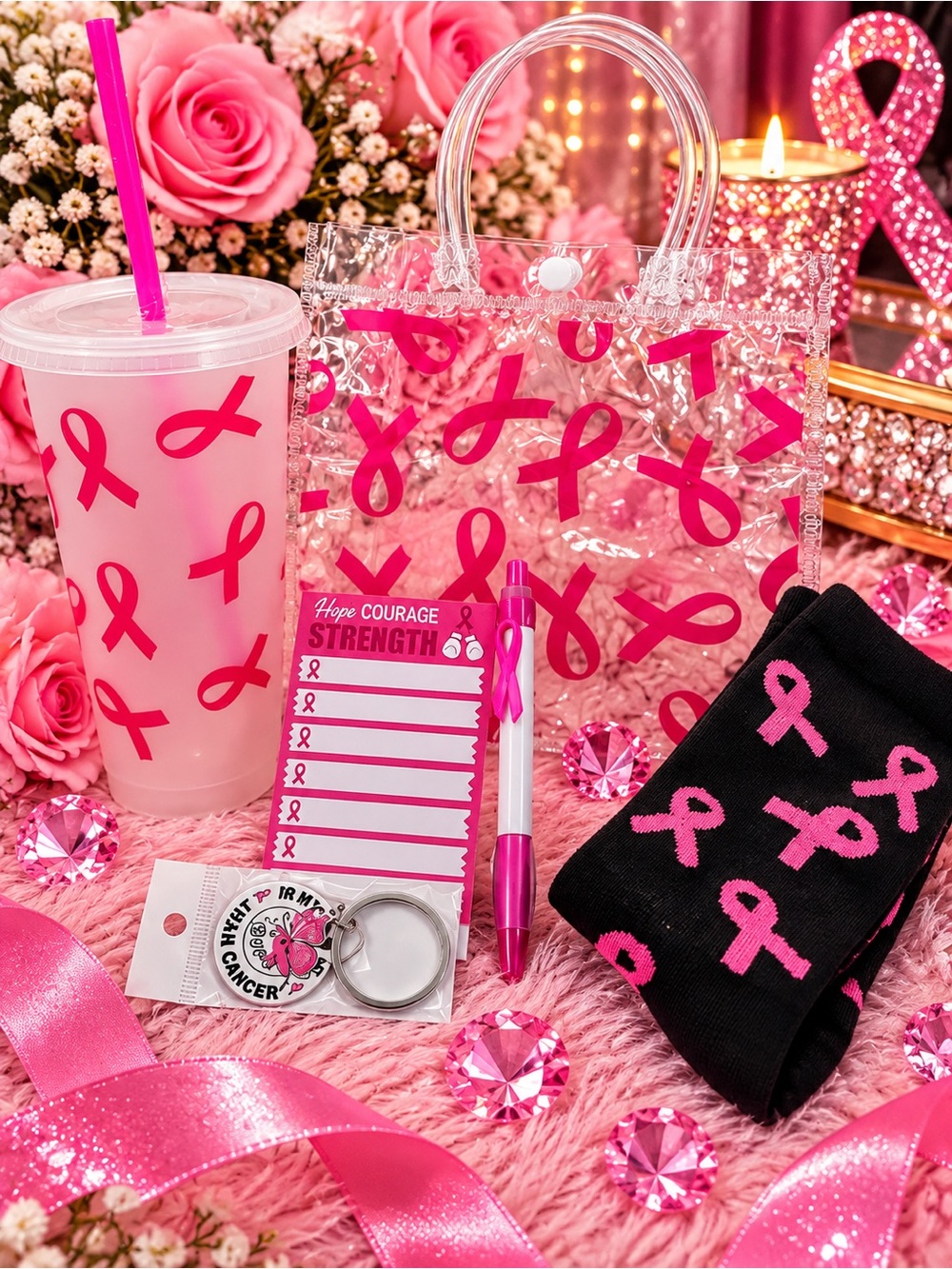 **BUY NOW** Breast Cancer Awareness Pink Ribbon Gift Set